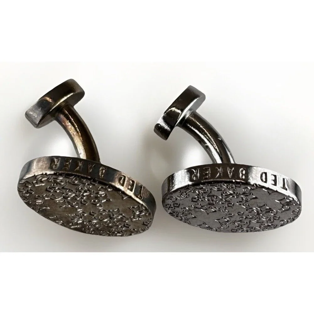 Vintage Ted Baker Archive Fleur de Lis Cufflink Silver Tone Oval French